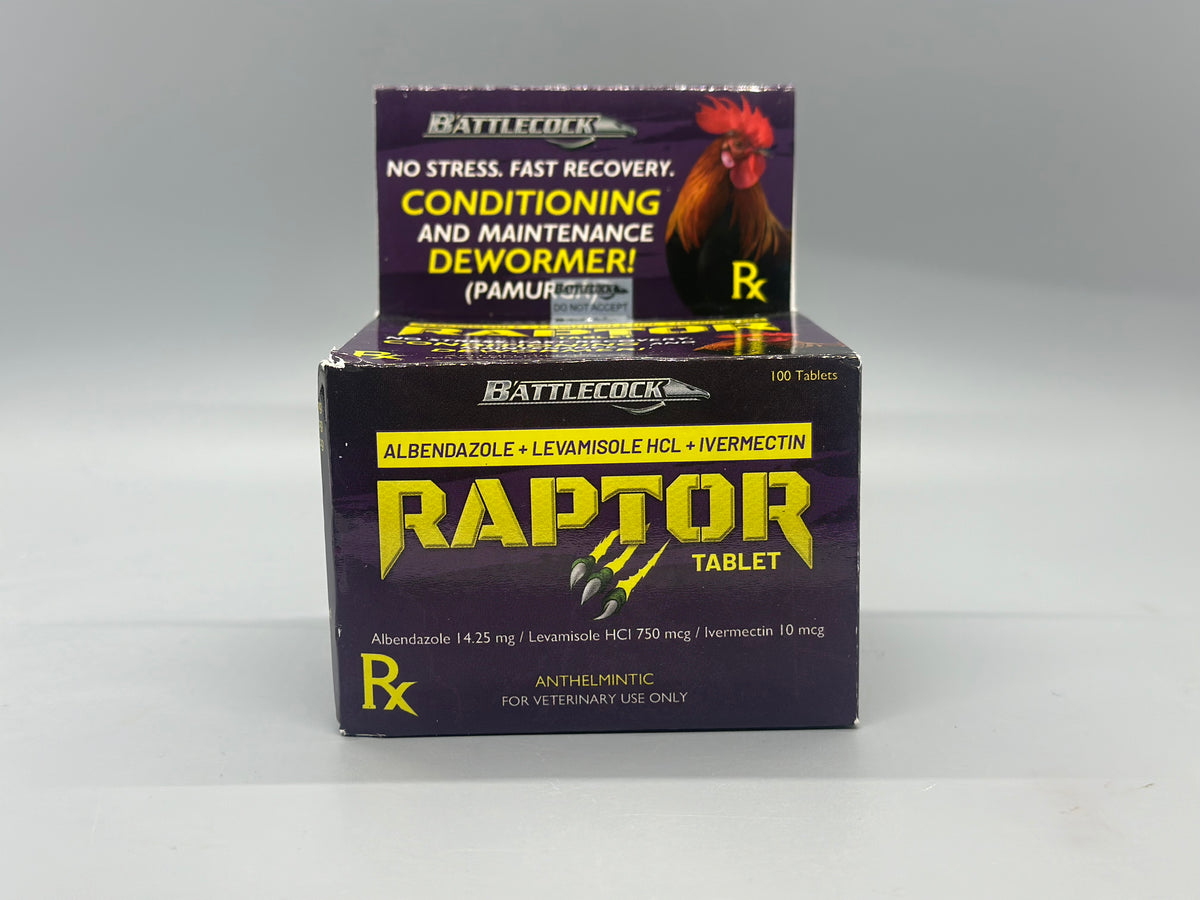 Raptor Insecticide Battlecock Raptor Deworming 100 Tablets – J.E.J Gamefowl Supplies
