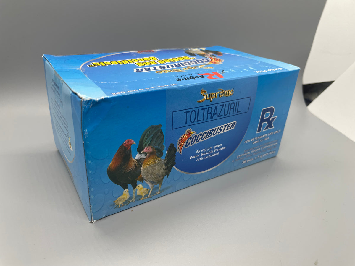 Supremo Coccibuster Toltrazuril Rx 36 Sachets Box J.E.J Gamefowl Supplies