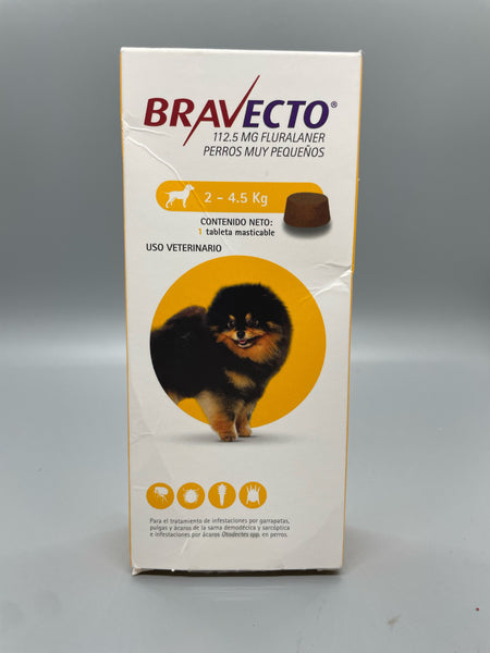 Bravecto 2-4.5Kg Chew Yellow Box